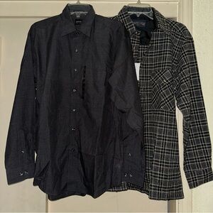 Men's Black and Gray dress shirt and flannel bundle